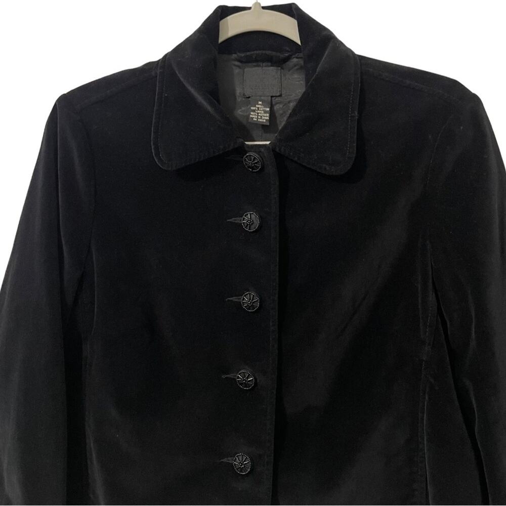 Lucky Brand Y2K Velvet Short Blazer Lined Jacket Beaded Buttons Women's M Black - Picture 3 of 10